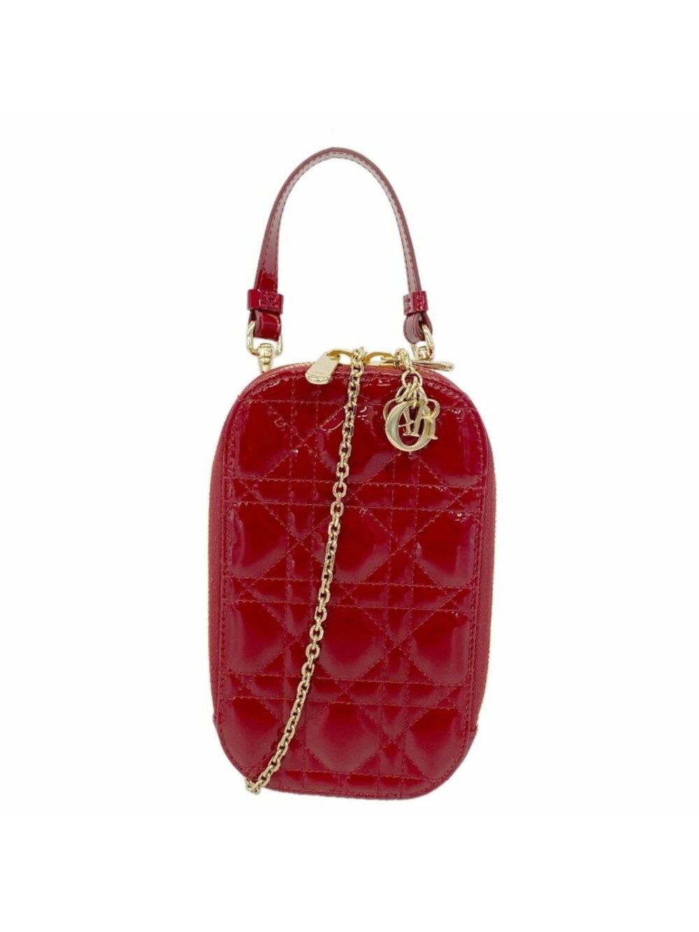 Dior Handbag Cannage Patent Bordeaux Gold 2-Way Bag
